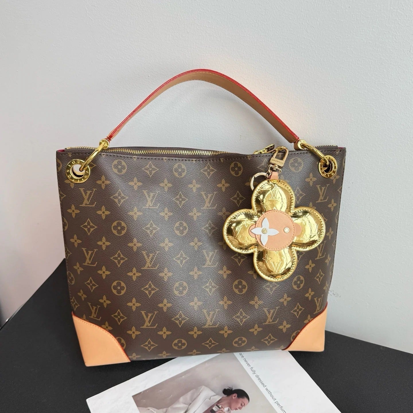LV Vivienne Head Monogram Mirror Gold Canvas Leather