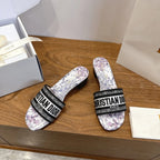 CD 26s Flower Flat Sandals 45 Canvas Cowhide 685487
