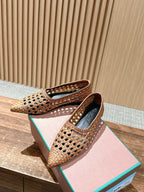 LP POINTED-TOE BALLET FLATS 25S IN LIGHT BROWN LAMBSKIN