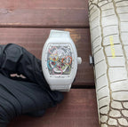Franck Muller Vanguard 32mm Multicolor Heart Dial White Crocodial Leather