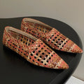 LP POINTED-TOE BALLET FLATS 25S IN ORANGE LAMBSKIN