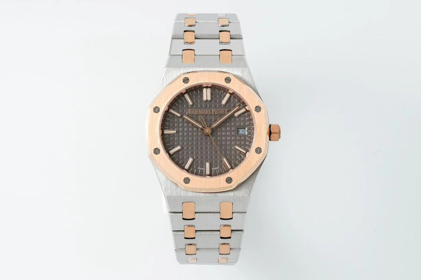 Audemars Piguet Royal Oak 34mm Sliver Case Brown Dial Pink Gold Steel