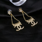 CC Pendant Double C Star Diamond Gold Earrings