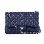 CC Classic Jumbo Navy Blue Caviar Silver Hardware