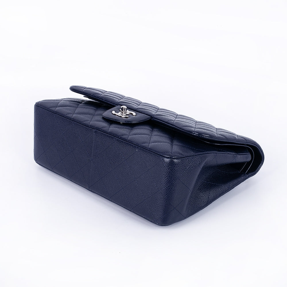 CC Classic Jumbo Navy Blue Caviar Silver Hardware