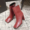 Alaia 2025 Square Toe High Heeled Ankle Boot Red Calfskin 558665