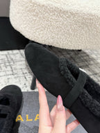 Alaia 2025 Ballet Flat Black Suede Wool 558651