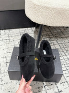 Alaia 2025 Ballet Flat Black Suede Wool 558651