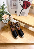Valentino Rockstud Espadrille Sandals Black Leather 240596