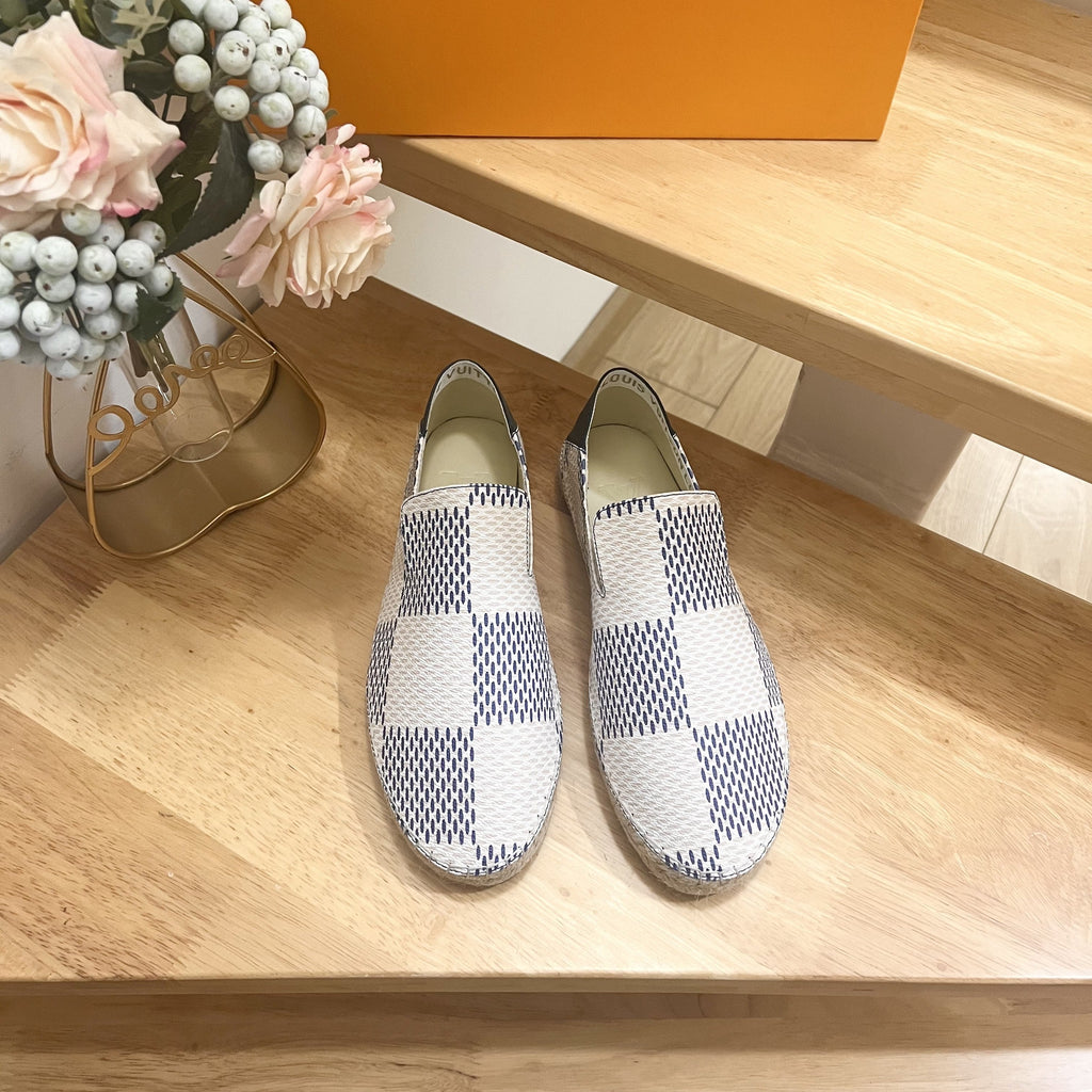 Bidart Espadrilles in Blue Damier jacquard fabric 240630