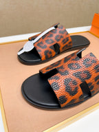 HM Men's Izmir Slide Orange Black Cowhide 743930