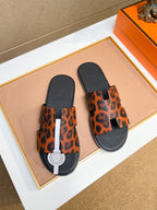 HM Men's Izmir Slide Orange Black Cowhide 743930