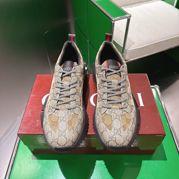 Gucci Rhyton Sneakers Dank Beige and Camel Supreme Canvas 507552