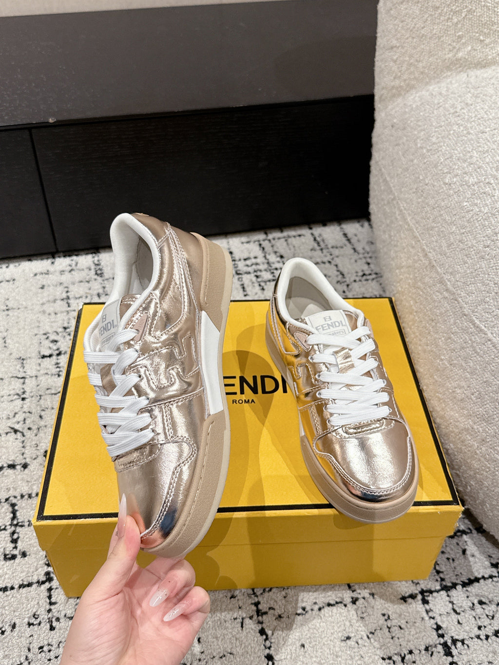 Fendi Match Trainers Copper Leather 679604