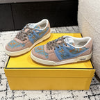 Fendi Match Trainers Brown Blue Suede Cotton 679602