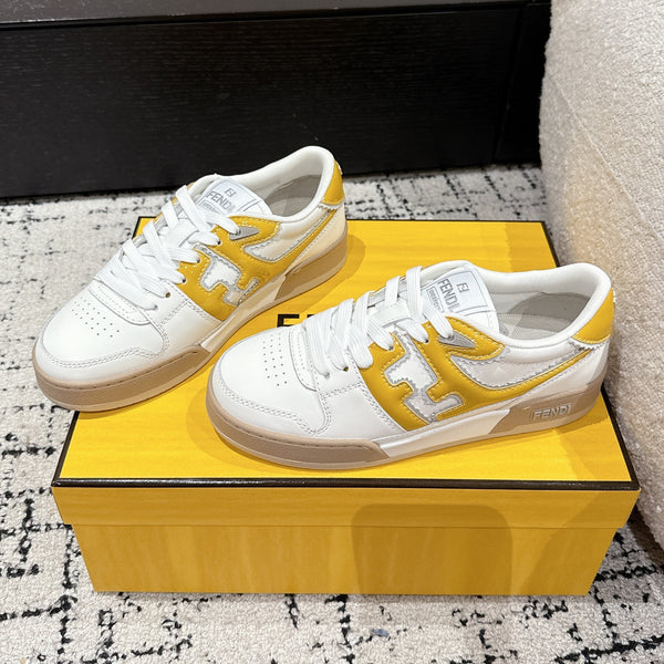 Fendi Match Trainers White Yellow Leather 679605