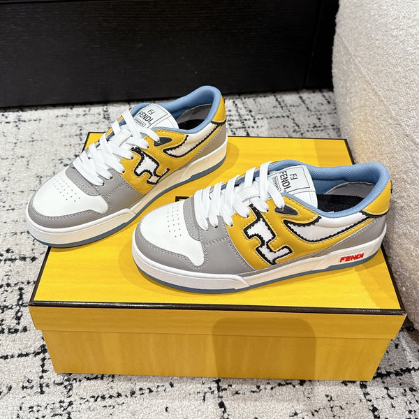 Fendi Match Trainers Grey Yellow Leather 679607