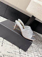 ALAIA Muller high-heeled metallic sliver woven leather