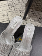 ALAIA Muller high-heeled metallic sliver woven leather
