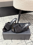 ALAIA Muller high-heeled black woven leather