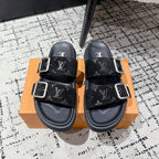 LV Oasis sandal black monogram suede leather 383380