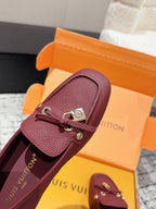 LV Flat-soled lock loafers burgundy cowhide 383376