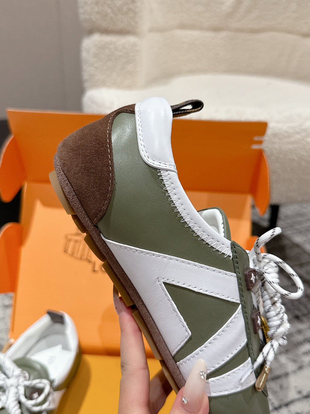 LV Sneakerina ballet-style sneaker green brown cowhide 383383