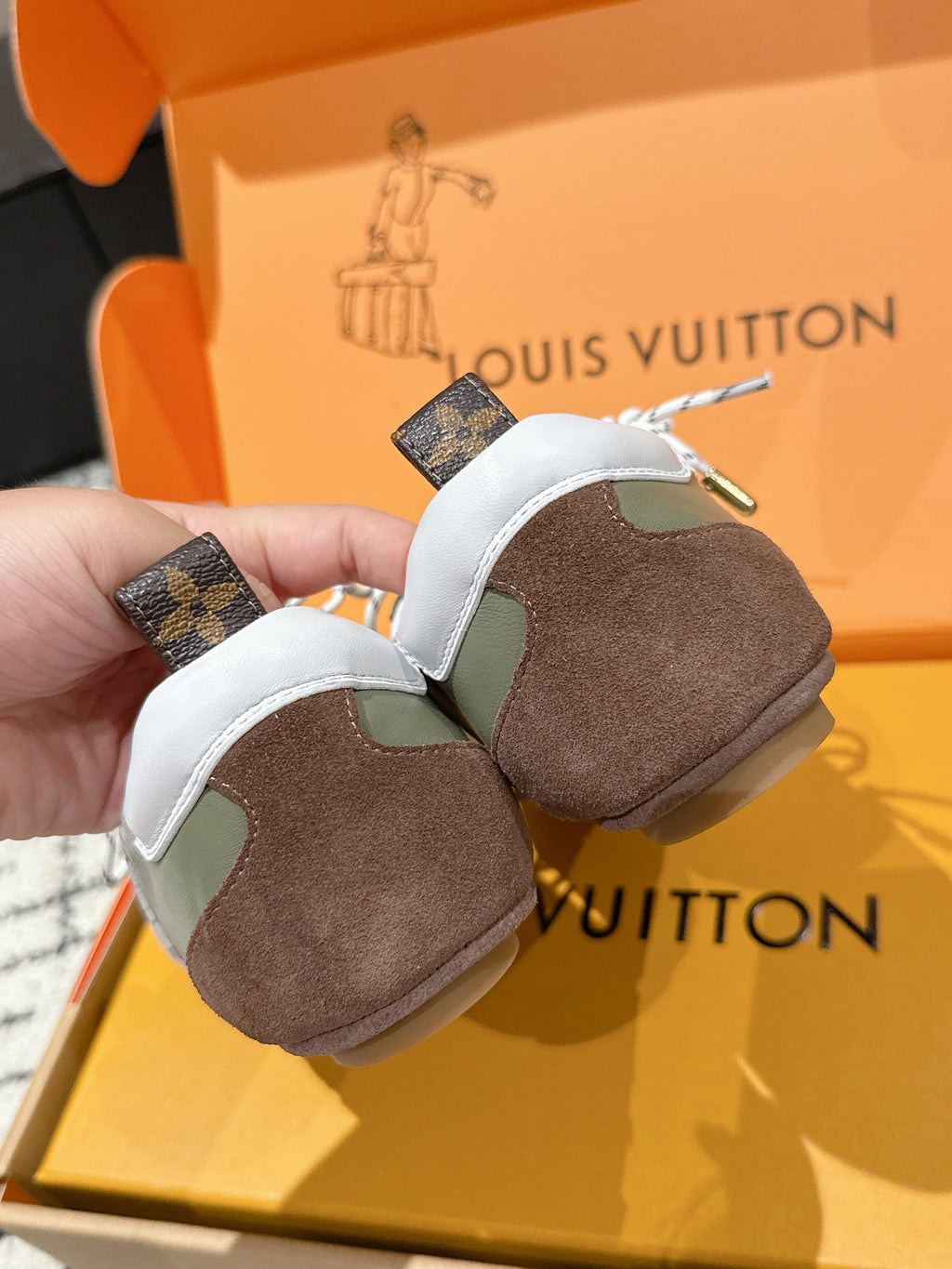 LV Sneakerina ballet-style sneaker green brown cowhide 383383