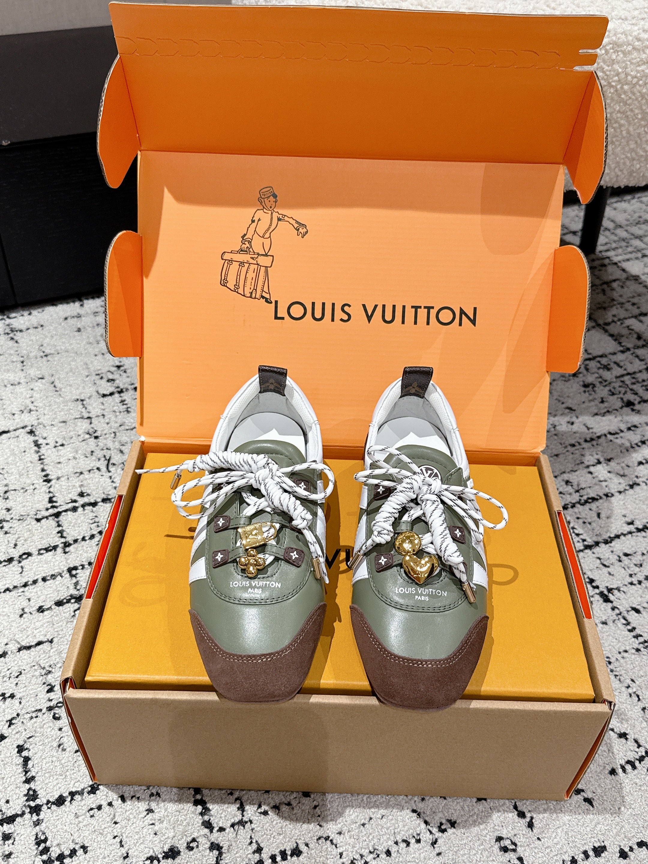 LV Sneakerina ballet-style sneaker green brown cowhide 383383
