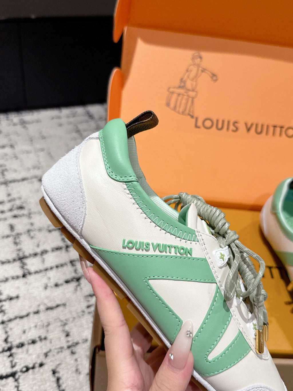 LV Sneakerina ballet-style sneaker light green white cowhide 383384