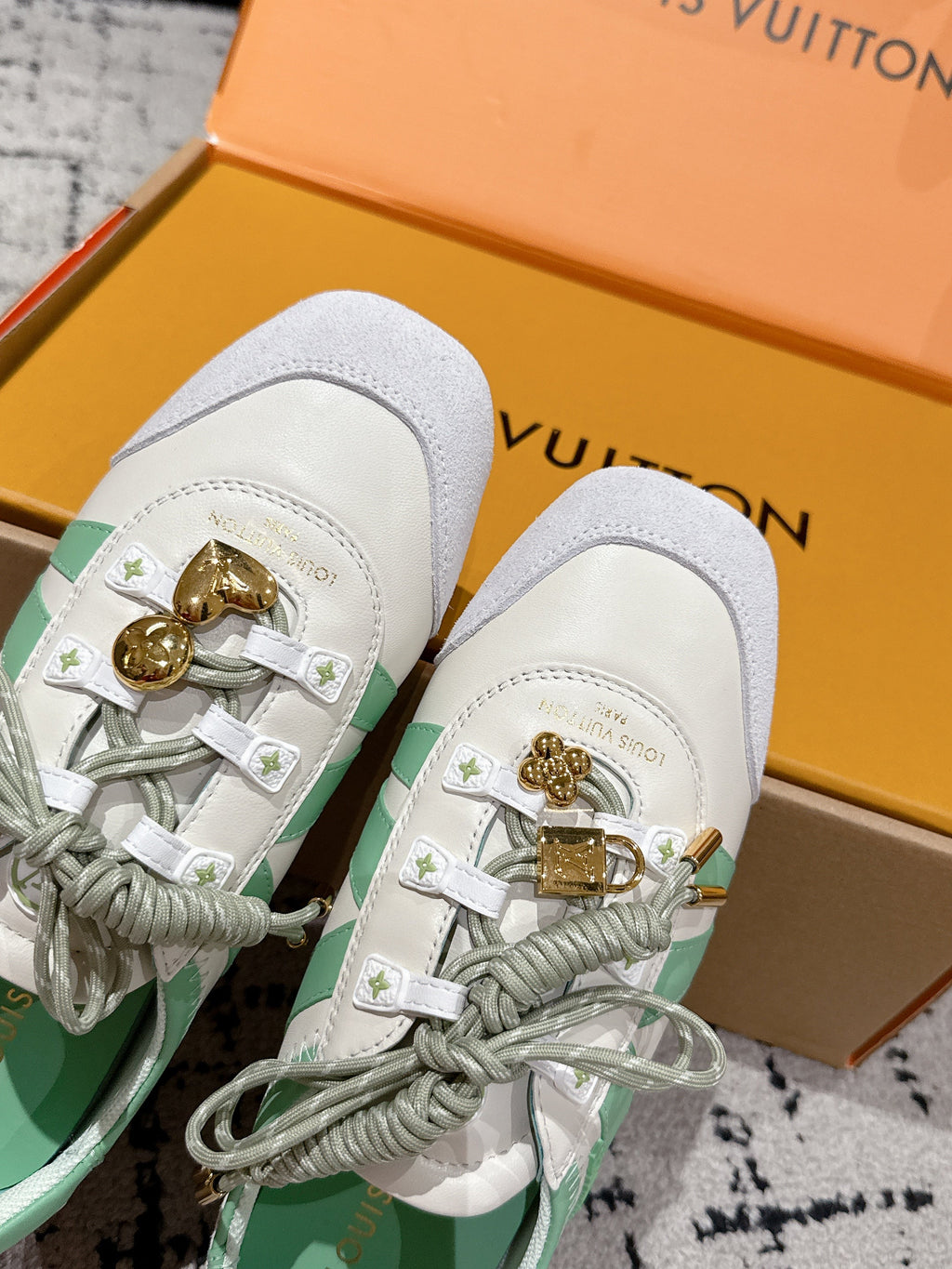LV Sneakerina ballet-style sneaker light green white cowhide 383384