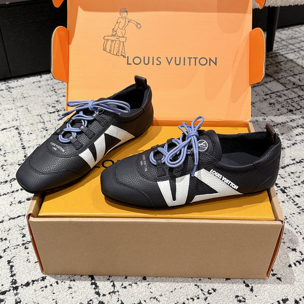 LV Sneakerina ballet-style sneaker black white cowhide 383386