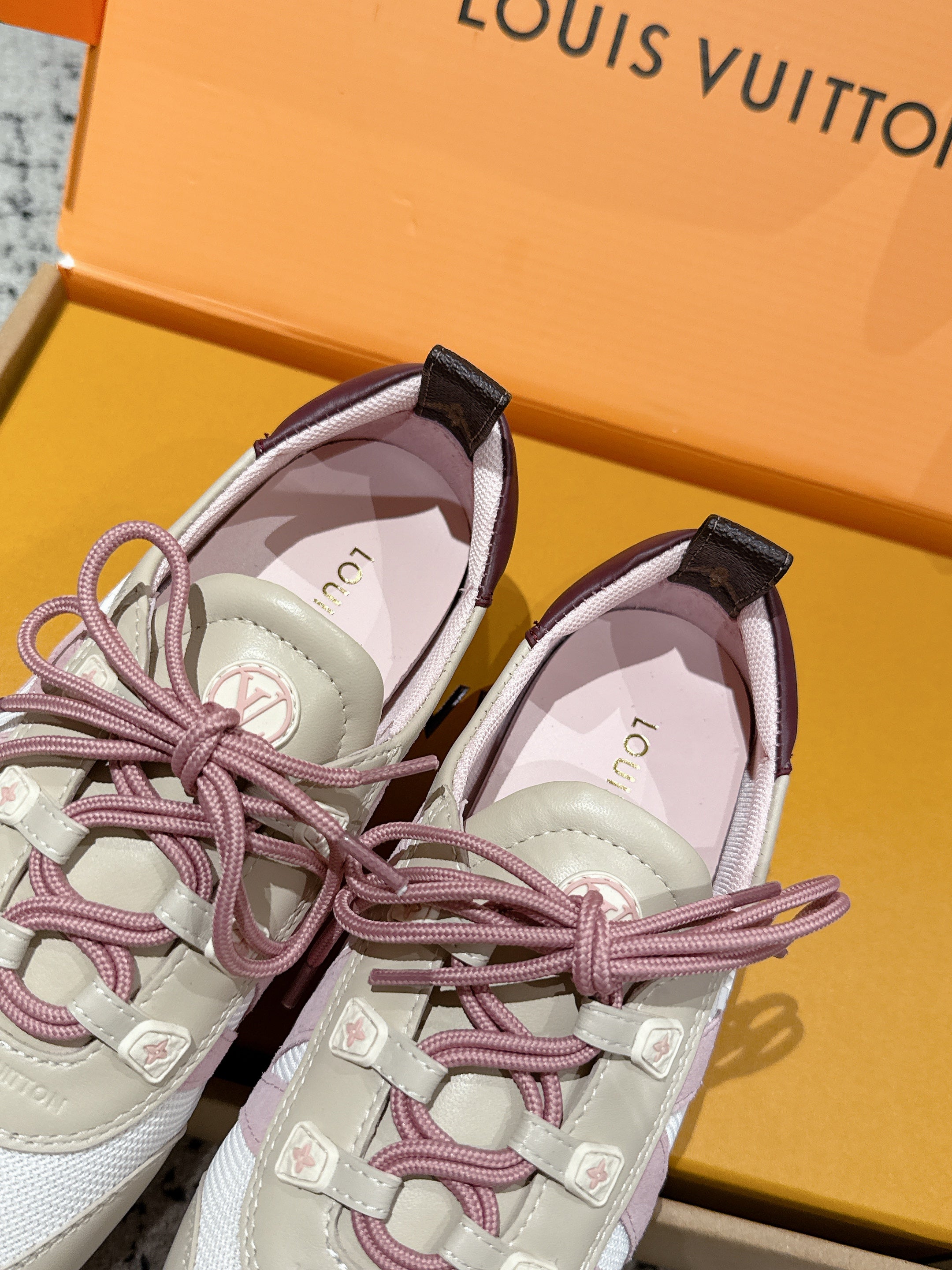 LV Sneakerina ballet-style sneaker pink beige cowhide 383387
