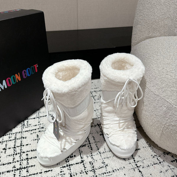 Moon Boot Icon Faux Fur Boots White Shearing 541979