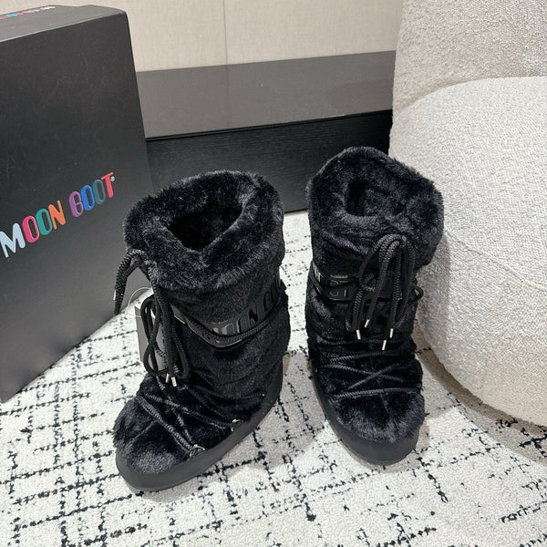 Moon Boot Icon Faux Fur Boots Black Shearing 541980