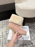 Chloe Snow Boots Light Pink Suede Wool 514333