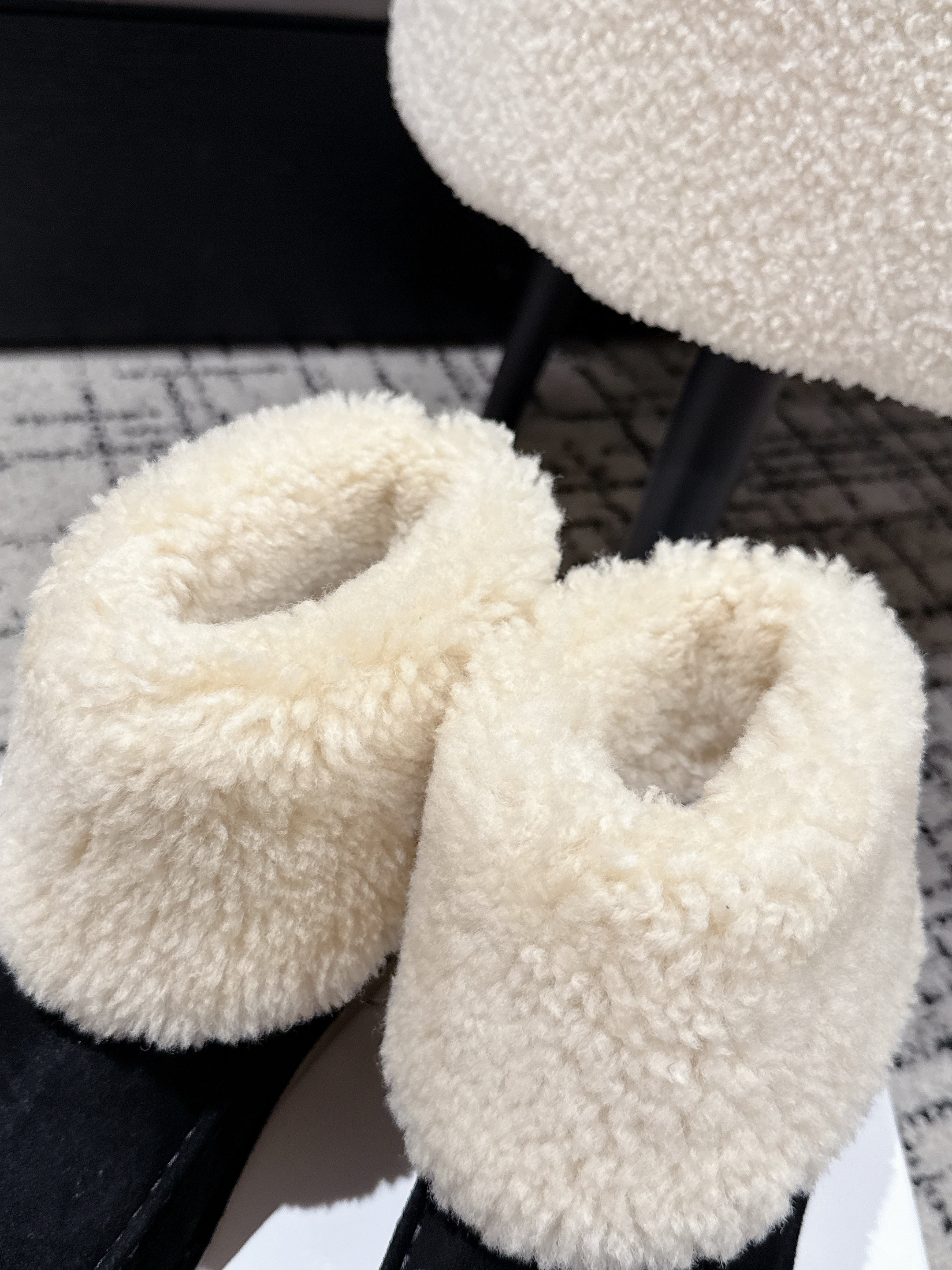 Chloe Snow Boots Black Suede Wool 514335