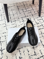 MM Tabi 6-Point Toe Lace-up Shoes Black Calfskin 558423