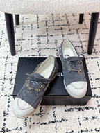 CC Cruise 25/26 Moccasins White Slate Blue Gray Suede