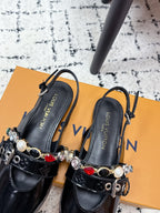 LV 26s Slingback Flats Black Patent Leather 616912