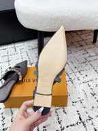 LV 26s Slingback Flats Gray Cowhide 616915