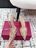 VT Signature Slingback Beige Multicolor Sequined & Beaded 617365