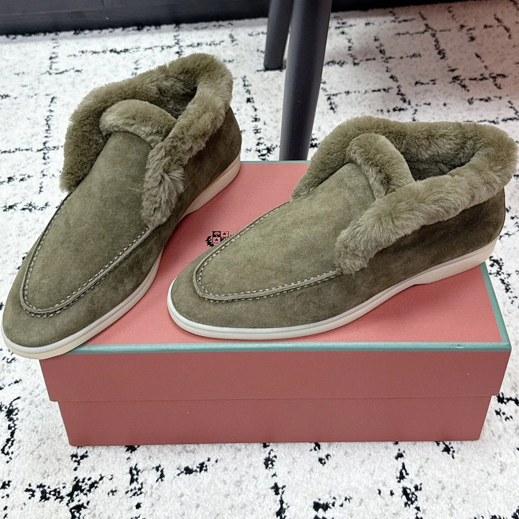 LP 26SS Open Walk Ankle Boot Green Suede Fur 617390