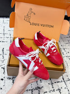 LV Sneakerina Sneaker Red White Suede Leather 616976