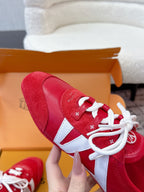 LV Sneakerina Sneaker Red White Suede Leather 616976