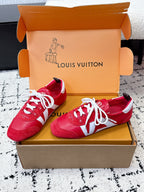 LV Sneakerina Sneaker Red White Suede Leather 616976