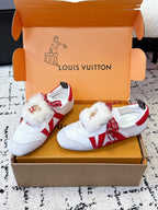 LV Sneakerina Sneaker With Vivienne White Red Suede 616978