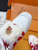 LV Sneakerina Sneaker With Vivienne White Red Suede 616978