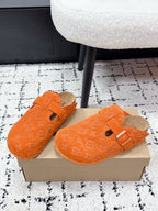 LV Cosy Comfort Mules Orange Brown Monogram Suede 616984
