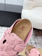LV Cosy Comfort Mules Pink Brown Monogram Suede 616985